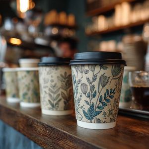 Gobelets en papier kraft à double paroi écologiques de qualité alimentaire avec logo personnalisé 12oz/16oz/10oz, toucher doux avec couvercles pour café chaud - Product Image 1