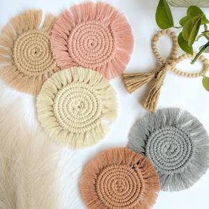 Sous-verres en macramé bohème faits à la main de qualité supérieure, sous-verres écologiques en coton, sous-verres tissés pour table basse - Product Image 4