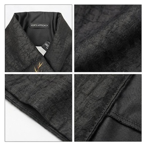 NORTH APPROACH Black Silk Scarf Embroidered Leaf Pattern Long Elegant Unisex Fashion Accessory All Seasons - Product Image 4