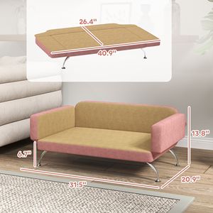 Divano Letto per Cani con Braccioli e Schienale Regolabili, Rosa, Taglia XL, Letto Sostenibile per Cani Piccoli, Medi e Grandi, Forma Quadrata - Product Image 3