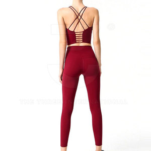 Conjunto de Yoga sin Costuras para Mujer, Leggings Deportivos Elásticos y Elegantes, Top Corto para Yoga, Ejercicio y Uso Diario, Spandex/Nailon Transpirable - Product Image 2