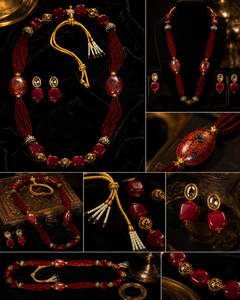 The Arya Digital Vintage Ethnic Zinc Alloy Gold Plated 1m <b>Thickness</b> Necklace Earrings <b>Ring</b> Set Women's Wedding Jewelry - Product Image 2
