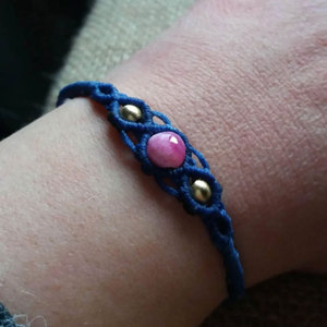 Handcrafted Macrame Bracelet Set Pink Stone Adjustable Cord Beaded Boho Jewelry Handmade Bracelets for Women Gift - Product Image 4