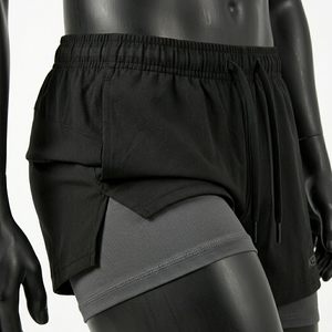 Private Label 2 in 1 Running Gym Workout <b>Shorts</b> Inner Compression Liner Men 100% Polyester Summer Custom Logo OEM ODM Wholesale - Product Image 5