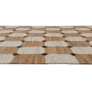 Alfombra Geométrica de Yute Rectangular Moderna de Tejido Plano para Sala de Estar, Beige Marrón con Patrón de Pelo Fino - Product Image 2