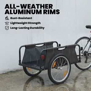 Carrello Rimorchio Bici con Ruote Pneumatiche da 16 Pollici a Sgancio Rapido, Cerchi in Alluminio, Bandiera Rossa, Grigio - Rimorchio Utilitario per Bici - Product Image 4