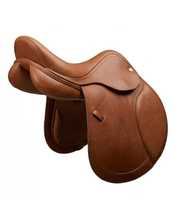 Selle d'Équitation Anglaise FAB en Cuir Marron avec Arceau en Bois – Équipement Professionnel Écologique, Confortable et Durable, Logo Personnalisable