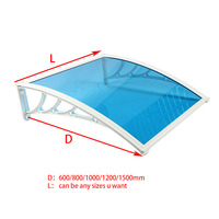 Toldo Manual de Policarbonato para Techo con Soporte de Acero Plástico, Toldo para Puerta y Ventana Exterior, Impermeable y con Protección UV