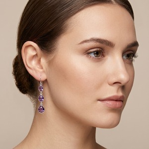 Pendientes Colgantes de Amatista Natural, Plata de Ley 925, Gema Morada Facetada, Pendientes de Gota Hechos a Mano, Joyería Fina, Regalo - Product Image 4