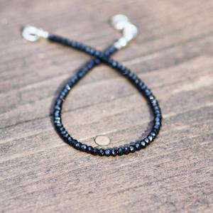 Natural Black Spinel Bracelet Sterling Silver Custom Order Handmade Gemstone Jewelry Gift For Women - Product Image 2