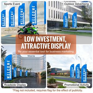 Kit 2 Pezzi Asta Bandiera a Piuma da 3,85 m con Picchetto a Terra per Esterni, Insegne Pubblicitarie Aziendali, Bandiere Promozionali, Striscioni - Product Image 6