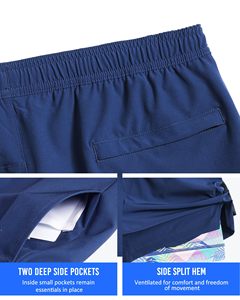 Men's Solid Blue Quick Dry Board Shorts With Drawstring Waist And Pockets Casual Sport Style Short Shorts - Product Image 2