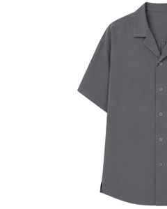 Customized Gray Oversized Casual Men <b>Shirt</b> <b>Half</b> Sleeve Cuban Collar <b>Button</b> Up Loose Fit Summer Streetwear Fashion Top Wear <b>Shirt</b> - Product Image 3