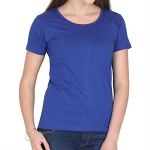 Camiseta de Verano para Mujer, Diseño Sólido, Cuello Redondo Transpirable y Mangas Cortas, Logotipo Personalizado, Servicio OEM Disponible - Product Image 6