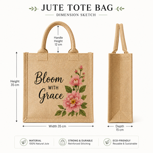 Custom Printed Floral Jute Tote <b>Bag</b> Rope Eco-Friendly <b>Reusable</b> Shopping Gift Exhibition Promotional Grocery Carry <b>Bag</b> Wholesale - Product Image 2