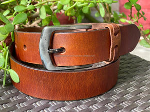 Nuevo elegante e informal hecho a mano de cuero genuino Real cinturón clásico para hombres personalizado grano completo desgastado cinturón de cuero Real para hombres - Product Image 3