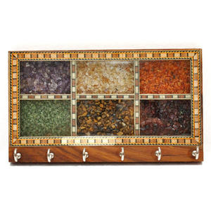 Creative Handmade Roose Wooden Hand Crafted <b>Key</b> <b>Hanger</b> With Small Multicolor Gemstone Work Wall Mounted Modern <b>Key</b> <b>Hanger</b> - Product Image 2