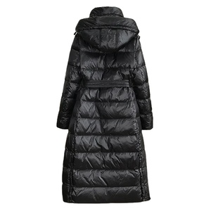 Abrigo de pie impermeable adelgazante de longitud media estilo coreano a la moda para mujer cierre de cremallera teñido invierno cintura-ajustado largo - Product Image 4