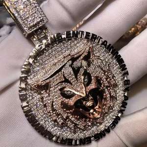 Colgante de Lujo con Cabeza de León, Chapado en Oro Rosa, con Diamantes VVS y Halo de Diamantes, Estilo Hip Hop - Product Image 3