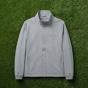 Chaqueta Cortavientos Ligera Gris Claro para Hombre, Cuello Alto, Cierre Completo, Chaqueta Deportiva para Exteriores con Bolsillos Laterales - Product Image 2