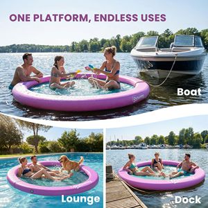Piattaforma Galleggiante Gonfiabile Viola da 2,4 m per Laghi, Piscine e Oceani - Amaca Galleggiante, Galleggianti e Zattere, con Cuscino - Product Image 6