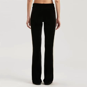 Pantalon de jogging décontracté pour femme, taille mi-haute, en toile, avec poches latérales à rabat, coupe évasée, séchage rapide, respirant, pour l'entraînement et la course à pied - Product Image 2