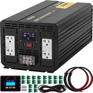 Convertisseur d'énergie à onde modifiée 5000W, transformateur 12V DC vers 110V AC, adaptateur véhicule, écran LCD, télécommande, onduleurs solaires LED - Product Image 1