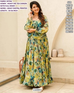 Blossom Breeze moderno bordado Natural Floral cómodo hasta el suelo vestido de baile Air Tex Chinon vestido - Product Image 3