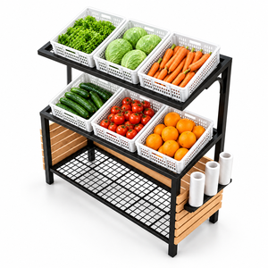Étagère de présentation de supermarché en métal à 2 niveaux, autoportante, avec étagères solides pour épicerie - Product Image 2