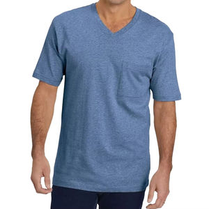 Men's Casual Summer Cotton V-Neck T-Shirts Short Sleeve with Pocket 220 Grams Fabric <b>Weight</b> <b>Blank</b> Design for Customization - Product Image 6