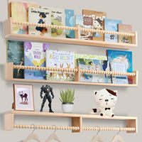 Étagère murale en bois à bord vif pour chambre d'enfant, étagères murales flottantes en bois avec design de perles pour les chambres d'enfants