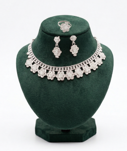 Naykk Creations Womens Handmade <b>Silver</b> Plated Copper Brass 3-Piece Jewelry <b>Set</b> High Quality <b>Necklace</b> Earrings Ring Wedding - Product Image 3