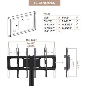Support TV mobile réglable avec roulettes verrouillables, étagères en verre trempé, compatible avec les téléviseurs de 32 à 65 pouces - Product Image 6