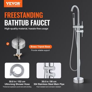 Rubinetto per vasca da bagno a pavimento, miscelatore doccia con rubinetto girevole a 360 gradi, rubinetti per vasca e doccia - Product Image 2