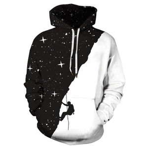 Sudadera con Capucha y Cremallera para Hombre, Estampado de Dibujos Animados en Blanco y Negro, Corte Regular, Informal, Tejido de Poliéster, Impresión Digital, Ropa de Otoño - Product Image 1