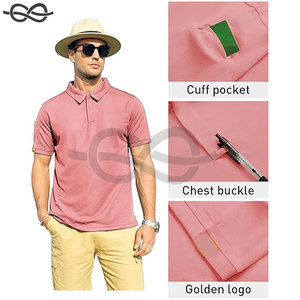 Polo de golf extensible haut de gamme pour homme en tissu toile respirant de qualité supérieure, broderie personnalisée, motif uni, logo OEM - Product Image 4