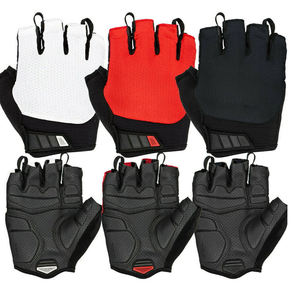 Gants de cyclisme mi-doigts rouge et noir unisexe en néoprène pour l'été, équipement de vélo avec fermeture auto-agrippante, personnalisez vos poignées - Product Image 6