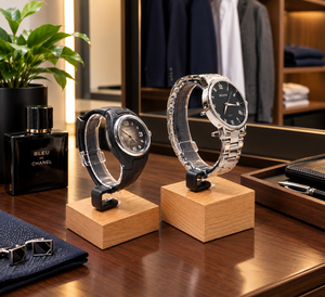 Elegant Single <b>Acrylic</b> and Wood Watch Display <b>Stand</b> | Premium Showcase for Your Timepieces - Product Image 4