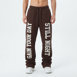 Pantalones Casuales para Hombre, Estilo Stack, Personalizados con Bordado y Estampado Desgastado, Pantalones Deportivos para Gimnasio, Ecológicos, de Felpa Francesa, 480 GSM - Product Image 1