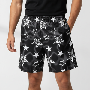 กางเกงขาสั้นออกกำลังกายผู้ชาย ผ้าฝ้าย 100% แห้งเร็ว ระบายอากาศดี ป้องกันริ้วรอย เอวยางยืด มีเชือกผูกและกระเป๋า - Product Image 1