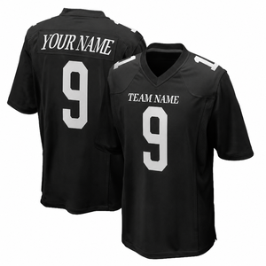 Jersey de Fútbol Americano Negro Personalizado, Sublimado, 100% Poliéster, Manga Corta, Talla Grande, Duradero, Transpirable, Unisex, para Adultos - Product Image 1