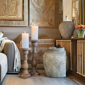 Porte-bougie en bois, support de bougie pilier en bois, porte-bougie rustique en bois, porte-bougie style ferme, support de bougie en bois fait main - Product Image 1