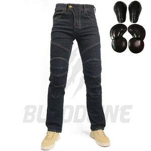 Men's Dark Blue Motorcycle Jeans With Knee <b>Padding</b> Waterproof Cotton Nylon Pants All Seasons Racing Wear - Product Image 3