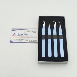 อุปกรณ์ต่อขนตาปลอมติดเพชรสีฟ้าปรับแต่งได้สำหรับเด็กทารกแหนบปลายแหลมทำจากสเตนเลส45องศา - Product Image 6