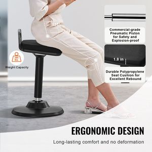 Sedia Attiva Regolabile in Altezza 24.6-34.4'' con Maniglia, Tessuto Elastico, Schiuma da 45 mm, Sedia Oscillante per Scuole e Uffici - Product Image 3