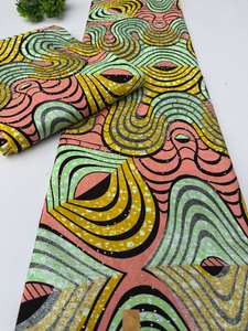 Tissu en coton imprimé wax africain du Ghana de qualité export, motif authentique pour vêtements de filles et marché artisanal - Product Image 5