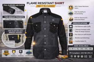 Camisa ZUNEZI ZI-8000 Ignífuga de Dos Tonos con Cierre de Broches de Perla, 6.5OZ CAT2, Retardante de Fuego, Ropa de Trabajo Resistente al Arco Eléctrico, Algodón - Product Image 2