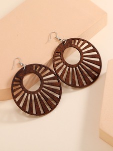 Pendientes de Madera Natural Pulida Hechos a Mano, Ligeros, Estilo Boho Moderno, Joyería Étnica Colgante para Mujer, Moda Ecológica - Product Image 2