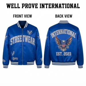 Heavyweight 350 GSM Fleece Breathable Winter Bomber <b>Jacket</b> <b>Navy</b> Blue Regular Sleeves Custom Logo Polyester/Nylon - Product Image 2