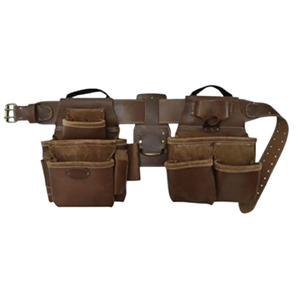 Premium Leather <b>Tool</b> <b>Belt</b> Multi Pocket Carpenter Pouch Adjustable Utility Waist <b>Belt</b> for Construction Work - Product Image 1